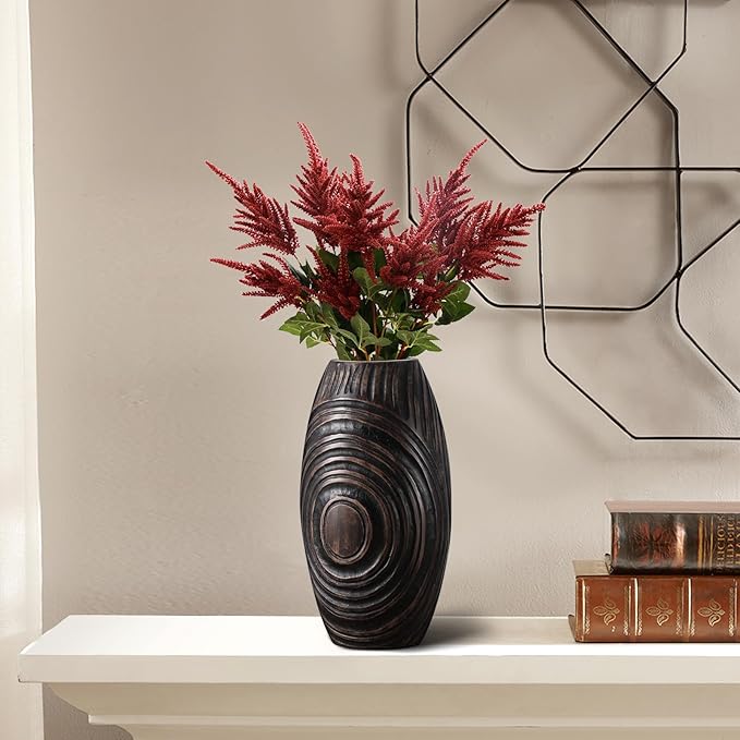 Modern Brown Resin Vase - Elegant Home Decor Accents for Dining Table, Living Room, Bookshelf, Mantel - 8.85 Inch Decorative Vase…