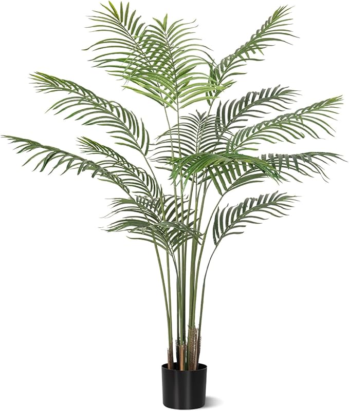 Artificial Palm Tree 5ft Tall Fake Palm Tree Indoor Decor Faux Tropical Areca Floor Plant in Pot, Artificial Silk Plant for Home Office Living Room Decor Indoor
