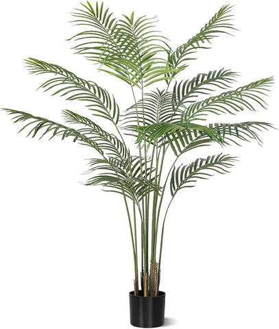 Artificial Palm Tree 5ft Tall Fake Palm Tree Indoor Decor Faux Tropical Areca Floor Plant in Pot, Artificial Silk Plant for Home Office Living Room Decor Indoor