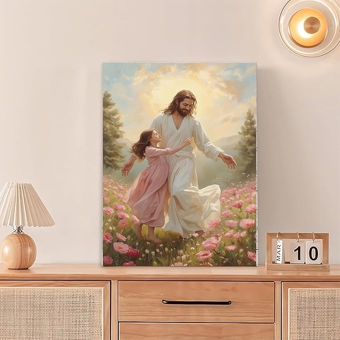Christian Wall Art Print, Religious Scripture Biblical Decor, Faith-Based Inspirational Landscape with Cross, Digital Printed Canvas Poster for Church, Home Chapel, Prayer Room Decor