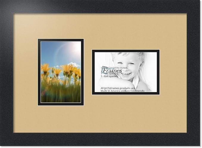 ArtToFrames Collage Photo Frame Double Mat with 2 - 4x6 Openings and Satin Black Frame