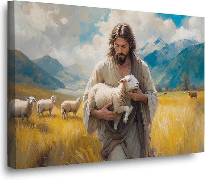 Christian Wall Art Print, Religious Scripture Biblical Decor, Faith-Based Inspirational Landscape with Cross, Digital Printed Canvas Poster for Church, Home Chapel, Prayer Room Decor