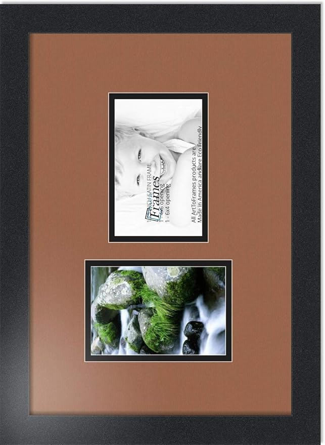 ArtToFrames Collage Photo Frame Double Mat with 2 - 4x6 Openings and Satin Black Frame