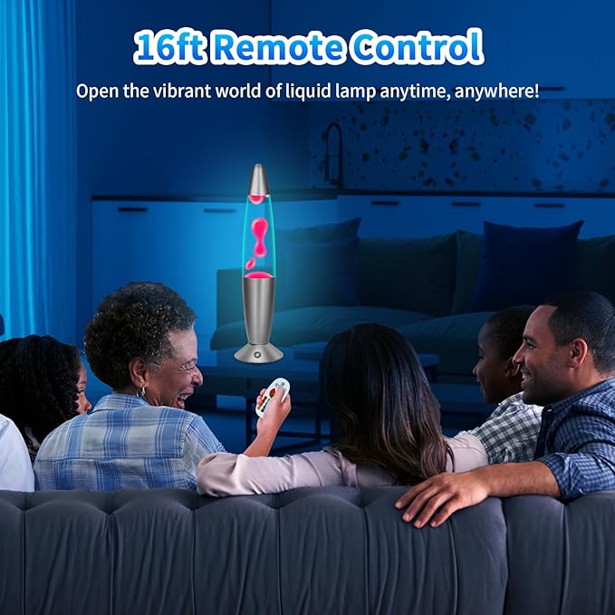 Liquid Motion Lamps with Remote, 17 Colors Changing Night Light 13.5 Inch RGB LED Table Lamp Relaxing for Kids Adults, LED Night Lights Lamp for Home Decor Christmas,Party,Pink Wax