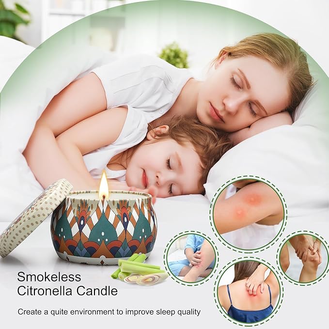12 Pack Citronella Candles Outdoor, Natural Scented Candles for Patio, 360 Hours Lasting Soy Wax Citronella Candle Set, Summer Portable Candle Bulk for Garden, Patio, Balcony, Camping, Indoor
