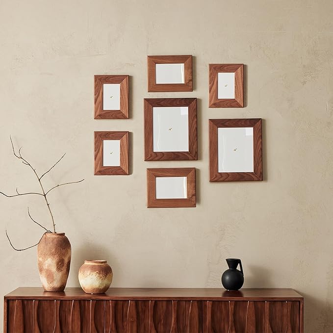 8x10inch 100% Solid American Walnut Picture Frame, Wall Mounting/Tabletop, Photo Poster Collage Wood Frames for Art Gallery Home Decor, Horizontal/Vertical Display, Solid Color, 1 Pack