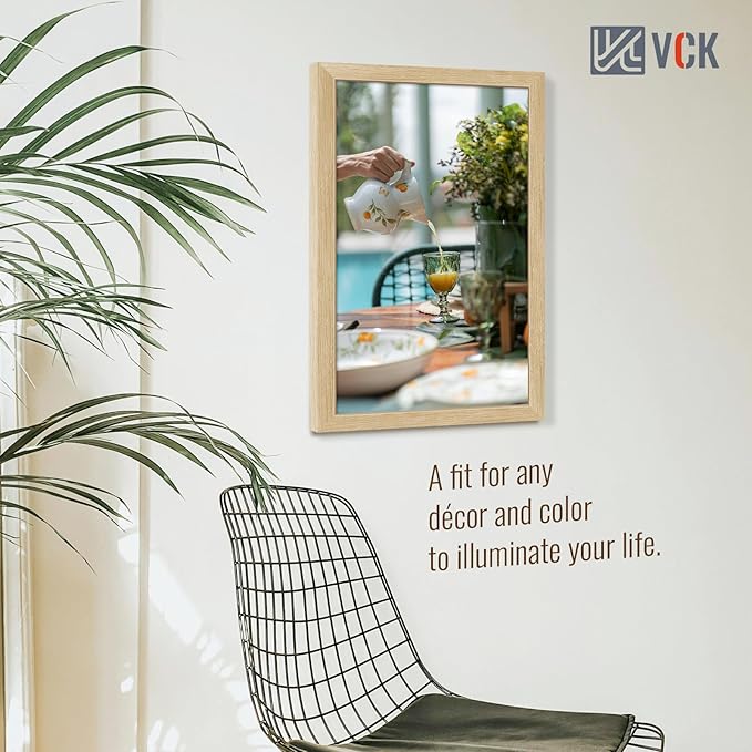 VCK 14x24 Oak Wood Frame for Picture, Natural Solid Wood Photo Frames 5 Pack, Wall Gallery Frame
