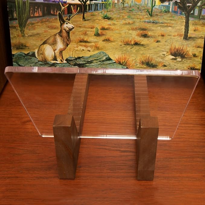 KAIU Vinyl Record Storage Holder - Solid Wood with Crystal Clear Acrylic Holder - Premium Design, Perfect 12" LPs or 7" Singles Display Unit - Stores and Supports up to 50 Albums (Vintage Brown)