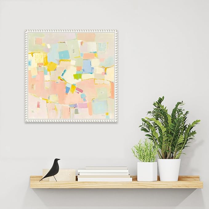 Amanti Art Framed Canvas Wall Art 16x16 Block Party by Phyllis Adams, Framed Wall Art Canvas, Abstract Artwork, Traditional Decor, Small Poster Painting for Living Room, Bedroom, Bathroom, Kitchen,