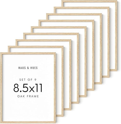 HAUS AND HUES 8.5 X 11 Picture Frame Set of 9 - Certificate Frames 8.5 X 11 Wood Picture Frame, 8.5x11 Picture Frame 8.5x11 Frame Natural Wood Frame, 8.5 X 11 Frame Picture Frame 8.5 X 11