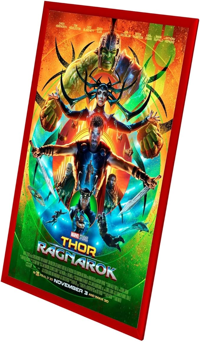 SnapeZo Poster Frame 24x36 Inches, Red 1 Inch Aluminum Profile, Front-Loading Snap Frame, Wall Mounting, Sleek Series