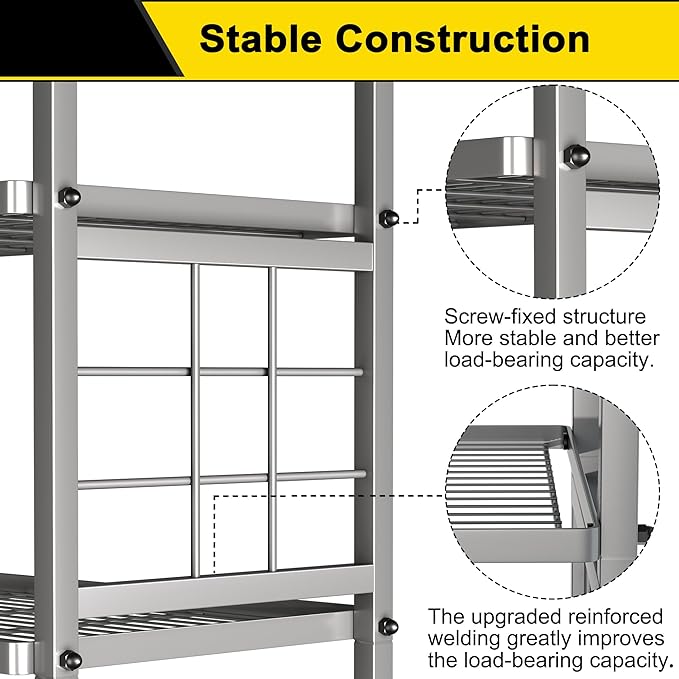 GIOTORENT 6-Wire Standing Storage Shelf, Metal Shelving Unit Pantry Rack for Laundry Kitchen Bathroom Organizer(Silver)