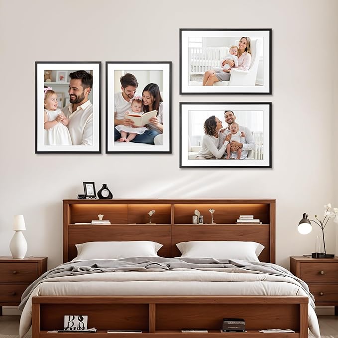 Giftgarden 16x24 Picture Frame with Mat Set of 4, 20x28 Frame Matted to 16x24 Poster for Wall Hanging, Black