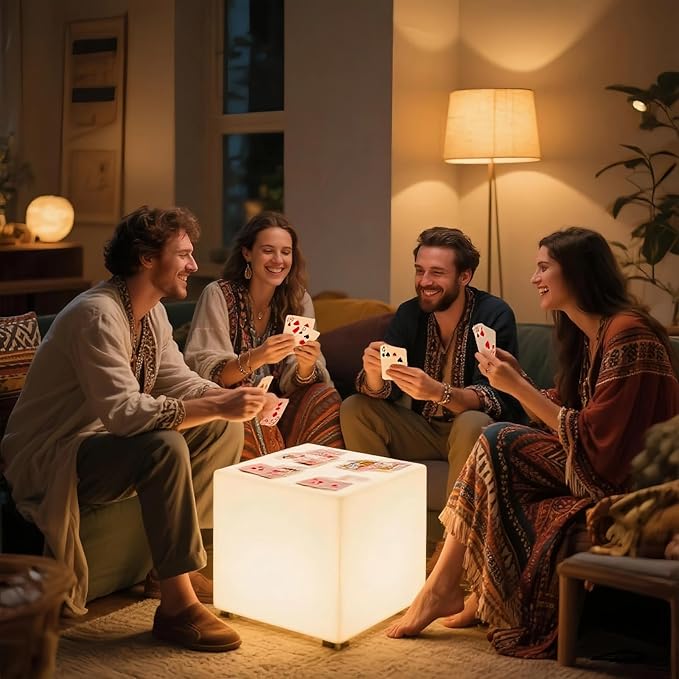 LOFTEK 20-inch LED Lighted Cube Table, Large Cube Chair Light, 16 RGB Colors Glowing Cube Seat w/Remote Cordless, Rechargeable, Waterproof, Home Outdoor Patio Pool Bar Stage Party Lighting Decoration