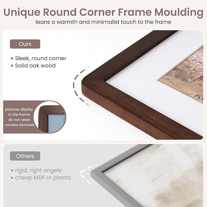 18 x 24 Poster Frame - Solid Walnut Wood 24x18 Poster Frame, 18 x 24 Picture Frame With Mat For 16x20, Tempered Glass and Hanging Hardware Included, Puzzle Frame 18x24 Wood, Natural Walnut