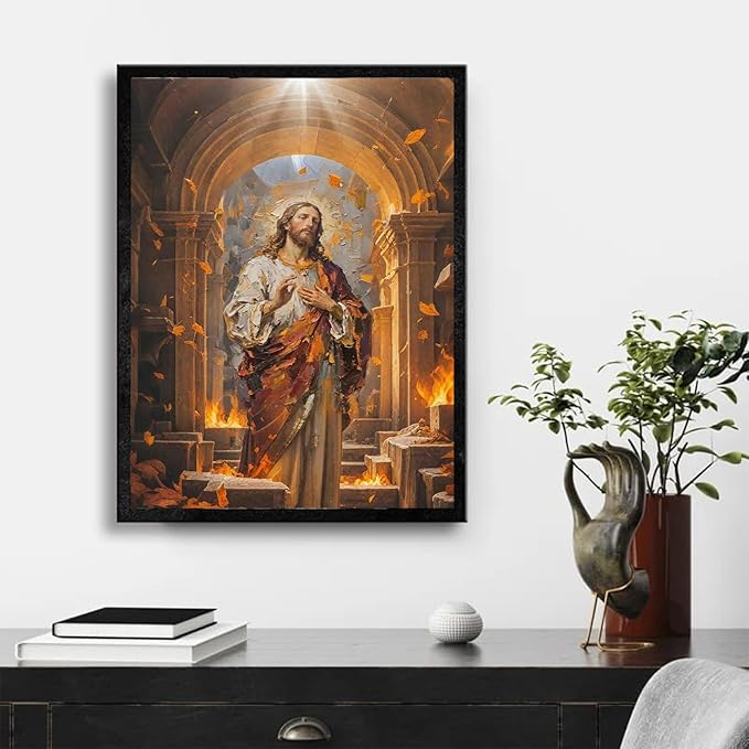 Christian Wall Art Print, Religious Scripture Biblical Decor, Faith-Based Inspirational Landscape with Cross, Digital Printed Canvas Poster for Church, Home Chapel, Prayer Room Decor