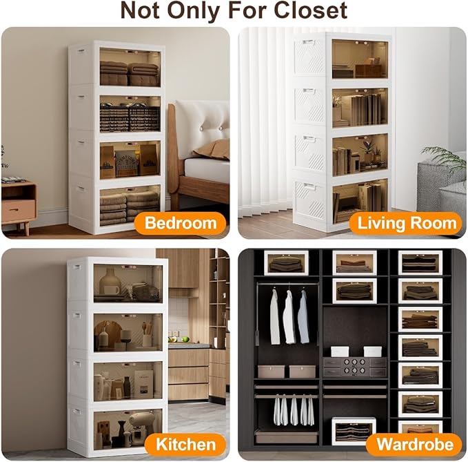 JOYMOOP Closet Organizers and Storage – 348 Qt Collapsible Storage Bins with Lid (5-Tier, 5 x 12.4 Gal) – Perfect for Clothes, Toys & More