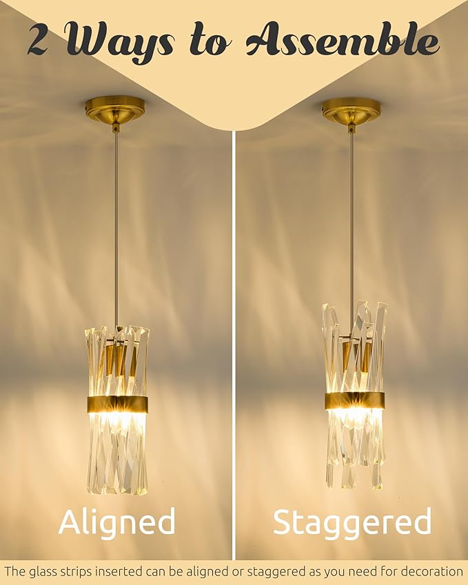 Ken & Ricky Gold Pendant Lights Kitchen Island Lighting 3 Pack,Pendant Lighting Over Island,Mini Hanging Light Fixtures Set for Dining Room Island