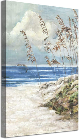 ARTISTIC PATH Abstract Beach Canvas Wall Art: Seaside Artwork Hand Painted Painting Picture for Wall (24" W x 36" H,Multi-Sized)