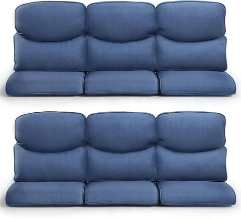 Patio Chair Cushions 6 Packs - Outside High Back Thick Water-Resistant Cushion 22x24 for Outdoor Glider Rocking Chairs Loveseat 3-Seater Couch Sofa – Blue/Crescent