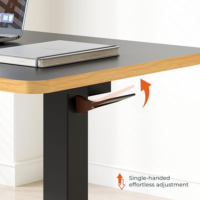Medical Overbed Adjustable Bedside Table with Hidden Casters, Pneumatic Mobile Rolling Laptop Standing Desk with Tray for Home and Hospital Use, Black