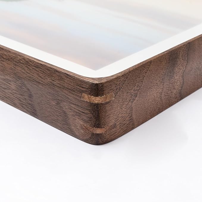 10x10 Square Picture Frame in Natural Walnut Wood, Solid Wooden Frames matted to 6x6/8x8, Gallery Frames for Wall Mount or Tabletop Display