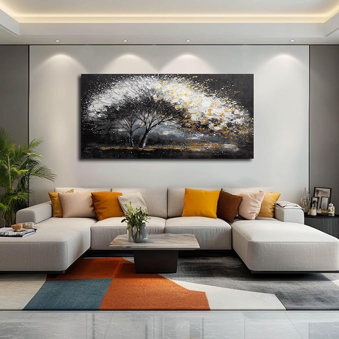 NBAODAN Plants Canvas Wall Art Grey Pictures Wall Decor for Dining Room Large Tree Art Botanical Wall Decorations for Living Room 29"x 58" Neutral Prints