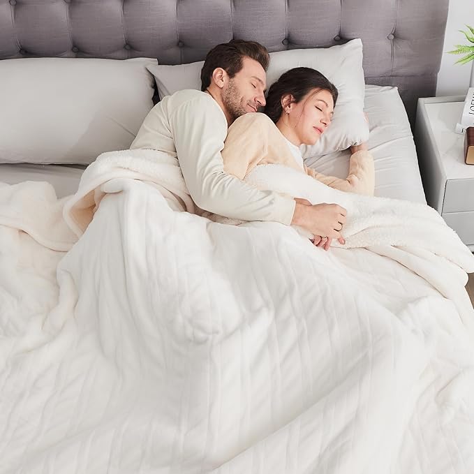 WOOMER Electric Heated Blanket Full Size, Soft Flannel Fast Heating Blanket, Purple Color, 77"x 84", 10 Heating Levels & 0.5-12H Auto Off, Over-Heat Protection