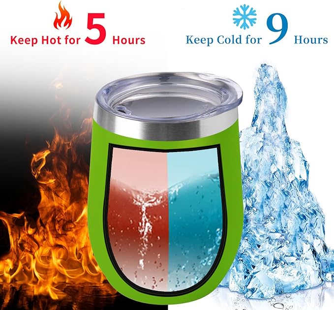 12oz/6 Pack Wine Tumbler Glasses with Lid Stemless Double Wall Vacuum Stainless Steel Travel Tumbler Keeping Cold & Hot for Wine,Coffee,Cocktails,Christmas Drinks-Family and Gifts (Multi color-bright)