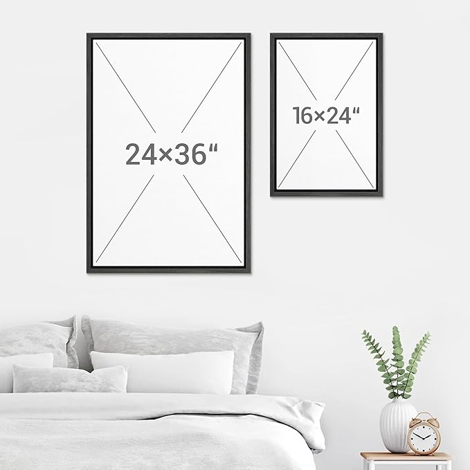 SIGNWIN Framed Canvas Print Wall Art Woodland Nursery Decor Set Film Grain Misty Mountain Pine Trees Nature Wilderness Modern Art Chic Landscape for Living Room, Bedroom, Office - 24"x36"x3 Black