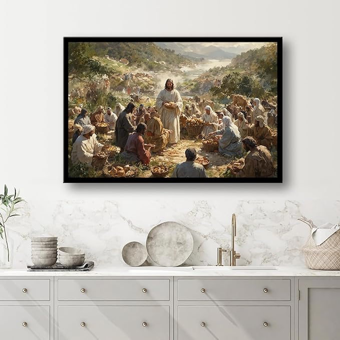Christian Wall Art Print, Religious Scripture Biblical Decor, Faith-Based Inspirational Landscape with Cross, Digital Printed Canvas Poster for Church, Home Chapel, Prayer Room Decor