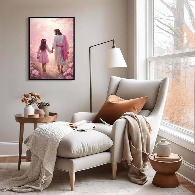 Christian Wall Art Print, Religious Scripture Biblical Decor, Faith-Based Inspirational Landscape with Cross, Digital Printed Canvas Poster for Church, Home Chapel, Prayer Room Decor