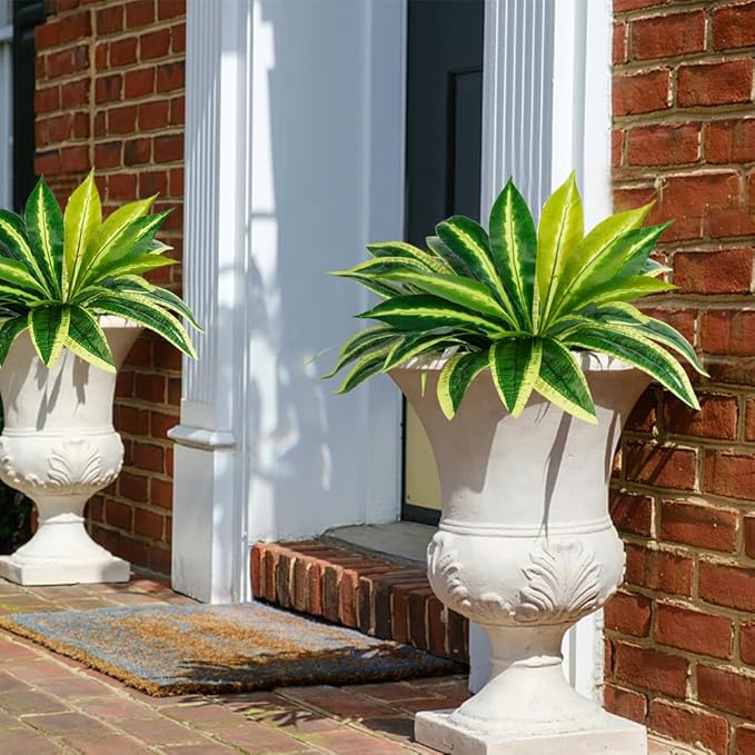 Melorca&Guilla Artificial Ferns for Outdoors,2PCS 35" Diam 30 Leaves Large Fake Ferns,Faux Ferns Outdoor for Shop Garden Office Porch Windowsill Entrance Home Décor