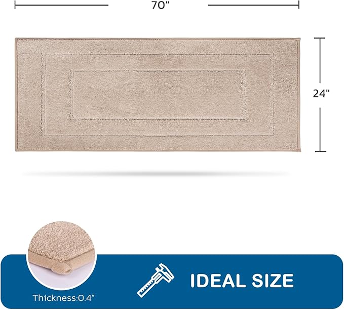 PURRUGS Machine Washable Kitchen Runner Rug 24" x 70", Non-Slip/Skid Hallway Runner Rug, Super Absorbent Soft Area Rug for Kitchen, Hallway & Laundry, Rolled Packaging, Beige