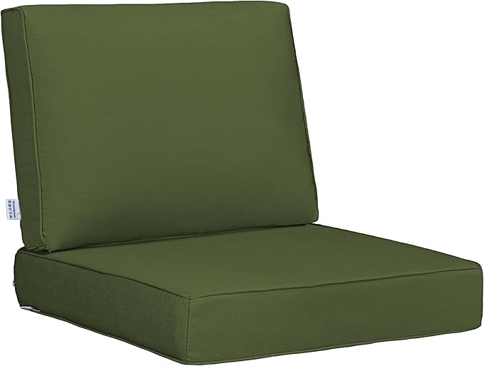 UIXE 24.5" Deep Seat Outdoor Cushion Set with Back Pads, Patio Furniture Cushions, Sectional Sofa Bistro Chair Cushion - Green, Set of 4