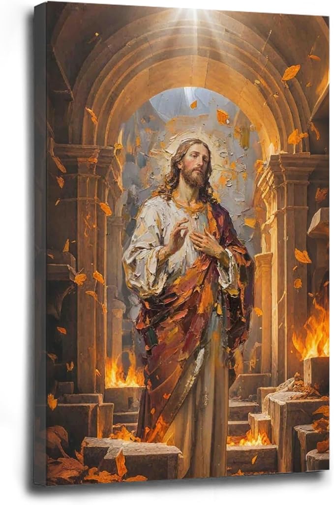 Christian Wall Art Print, Religious Scripture Biblical Decor, Faith-Based Inspirational Landscape with Cross, Digital Printed Canvas Poster for Church, Home Chapel, Prayer Room Decor