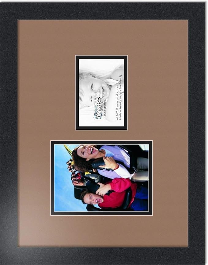 ArtToFrames Collage Photo Frame Double Mat with 1 - 3.5x5^ 5x7 Openings and Satin Black Frame