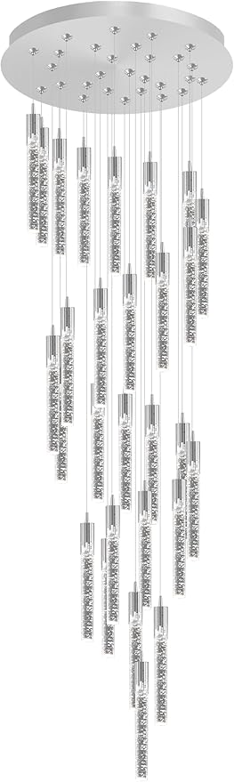 Flashing God High Ceiling Chandelier for Foyer Long Chandeliers for High Ceilings Hanging Light Fixtures for Staircase Entryway Living Room