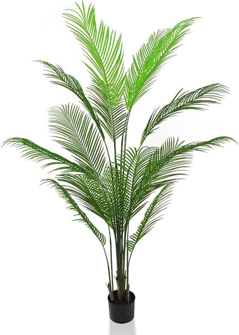 6FT Artificial Palm Tree – Realistic Faux Tropical Plant with UV-Resistant Leaves, Maintenance-Free Indoor Outdoor Palm Plant for Home Office Patio Décor