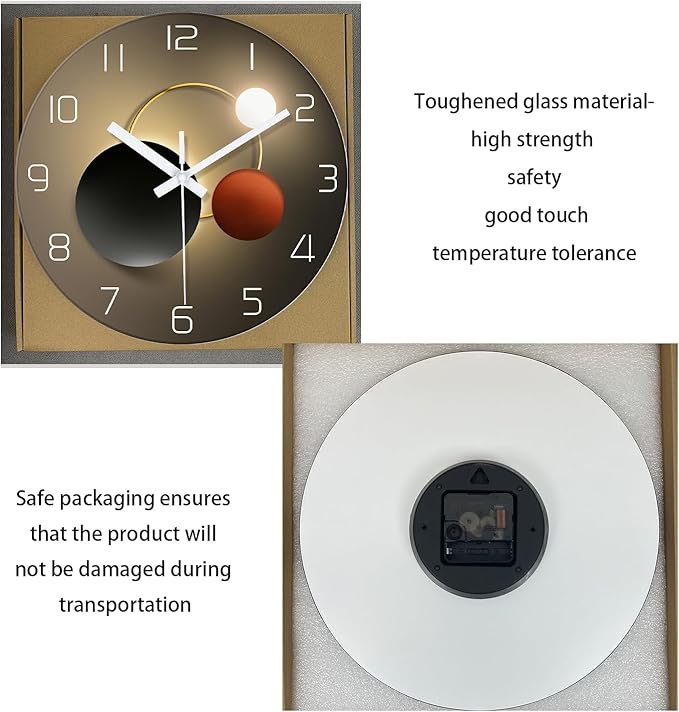 XNM Battery Powered Wall Clock 12 Inch Round Black and Gold Wall Clock for Bedroom Quiet Analog Clock for Wall