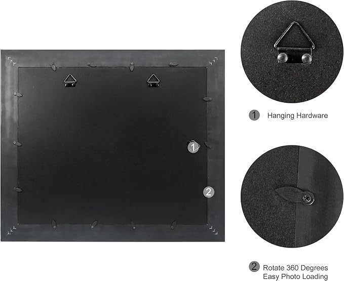11x14 Diploma Degree Frame with Mat or Display 15x18 Certificates without Mat,Solid Wood,Black Finish with Intricate Black Rope Detail,UV Protection Acrylic