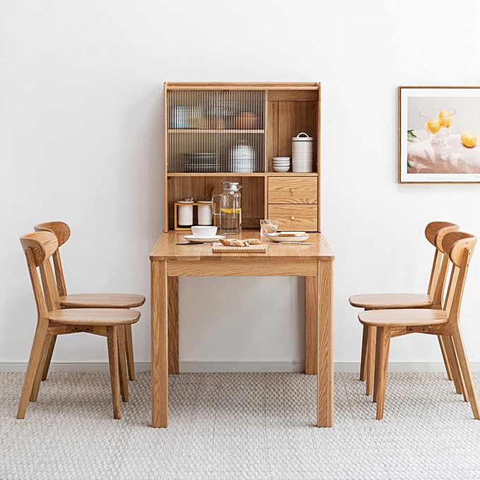 100% Solid Oak Wood Dining Room Chairs Set of 4 - Practical Dining Chair - Wooden Kitchen Chairs for Dining Room, Kitchen (Natural)