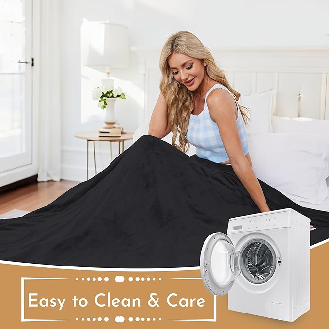 Electric Heated Blanket Microplush Cover Blanket, Full Size 72"x84" with 5 Heat Settings & 10 Hours Auto Off, Cozy & Warm for All Night, Machine Washable, Black