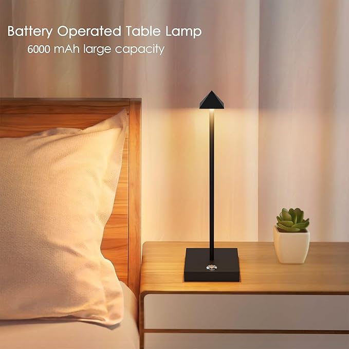 Aipsun 2 Pack Cordless Table Lamp Modern LED Battery Powered Table Lamp Rechargeable 3 Color Light Stepless Dimming Touch Lamp for Table,Living Room,Bedroom,Dining Room