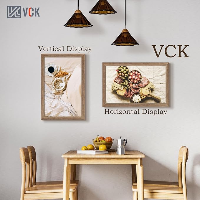 VCK 14x22 Picture Frame 5 Pack - Brown Walnut, Natural Textured Solid Wood Frame, Wall Gallery Frame