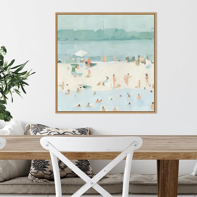 Amanti Art Framed Canvas Wall Art 22x22 Sea Glass Sandbar I by Emma Scarvey, Framed Wall Art Canvas, Abstract Artwork, Modern Decor, Medium Poster Painting for Living Room, Bedroom, Bathroom, Kitchen