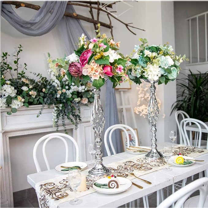Wedding Centerpieces for Reception Tables, Twist Candleholder Stands, Wedding Flower Arrangement Vases, Metal Centerpieces for Wedding Road-Leading Home Decor