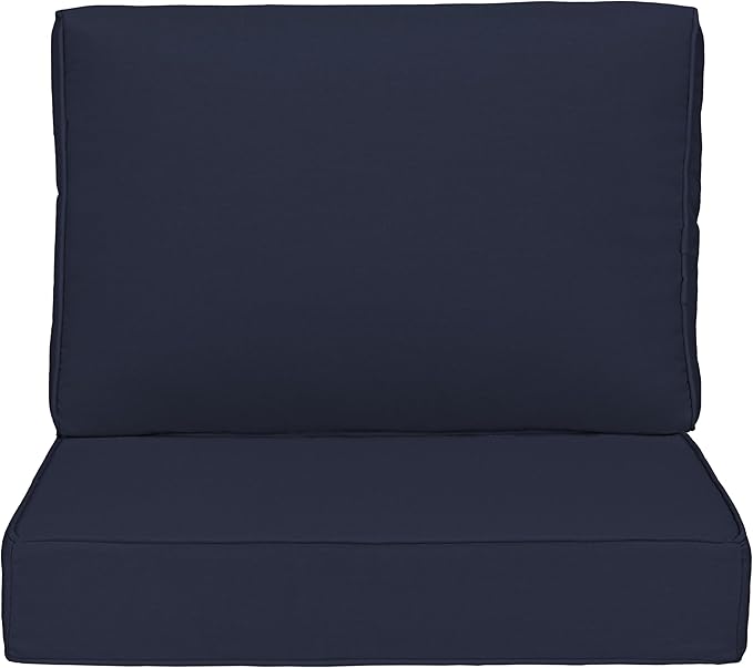 UIXE Outdoor Deep Seat Cushion Set with Slipcovers, Patio Furniture Cushions & Back Pad, Water-Resistant Outdoor Cushion Covers Backyard Sectional Sofa Cushions for Bistro Chair - Navy Blue