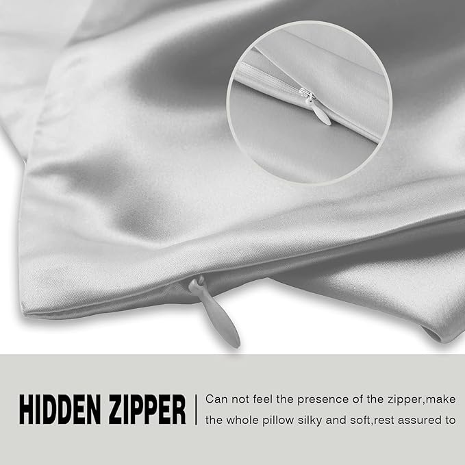 Silk Pillowcase for Hair and Skin,Soft,Breathable and Sliky 100% Silk Pillowcases King Set of 2,Both Sides Natural Mulberry Silk Pillow Cases with Hidden Zipper(King Size 20"X 36",2pcs)