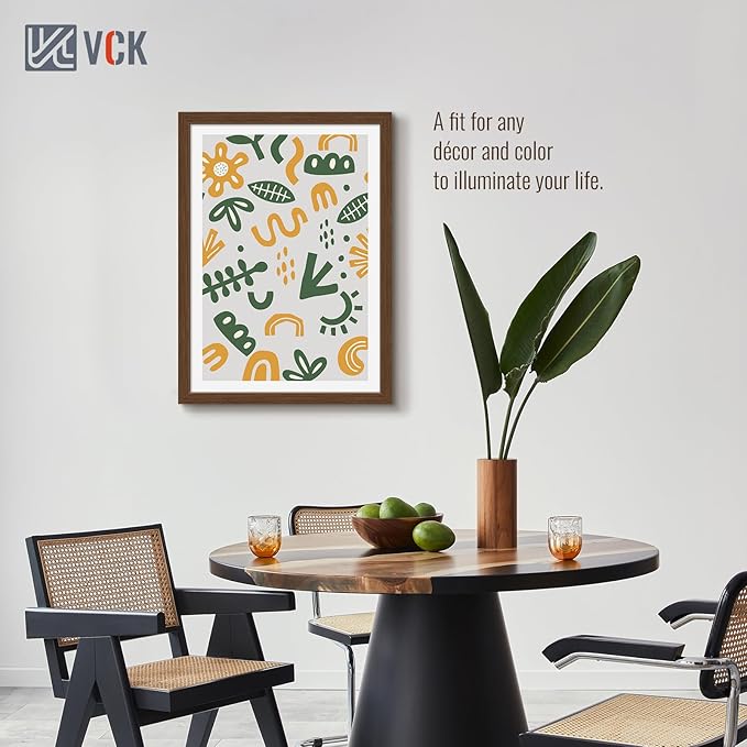 VCK 20x28 Picture Frame 5 Pack, Brown Wood Poster Frame with Exclusive Wood Grain, Wall Hanging